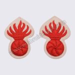 Hand Embroidery Off White and Red Grenade Badge